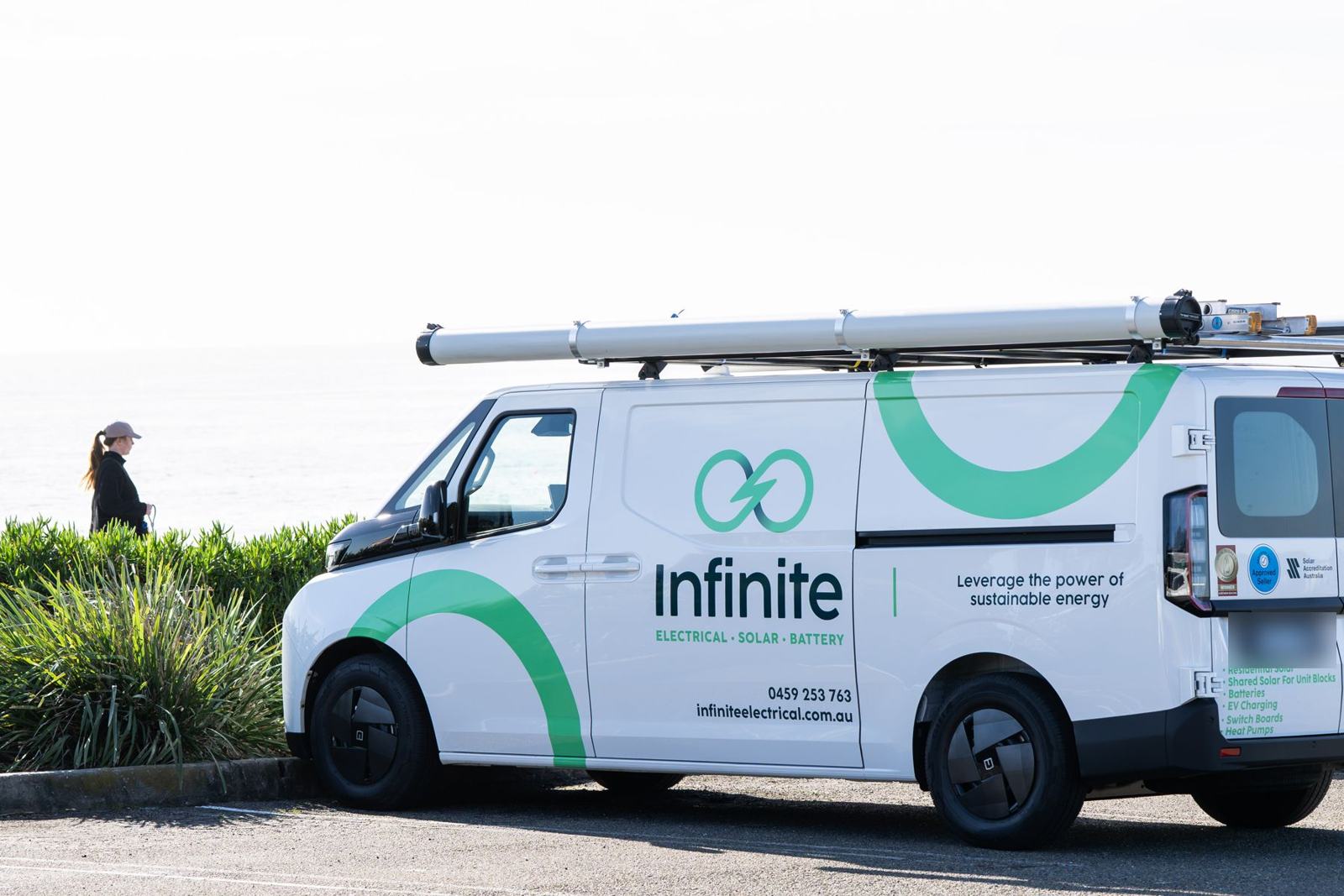 Infinite Electrical & Solar van at Freshwater Headland