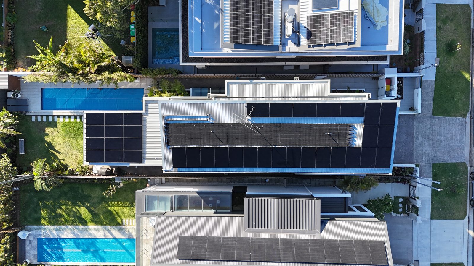 Aerial view of a recent Infinite Electrical & Solar install on Sydney's North Shore