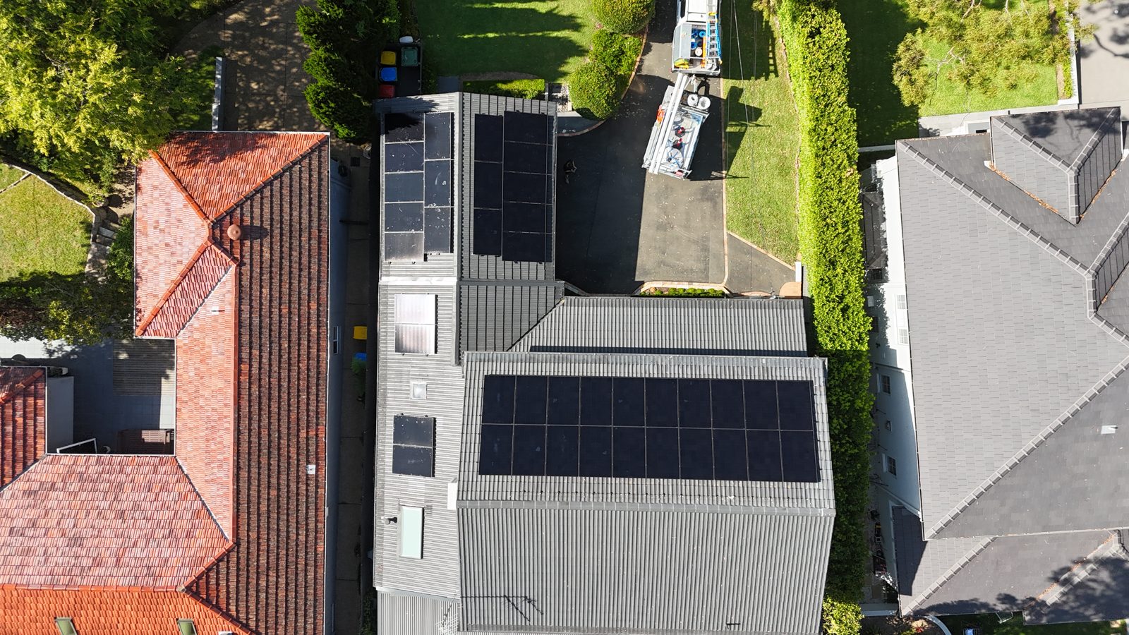 Aerial view of a recent Infinite Electrical & Solar install on Sydney's North Shore