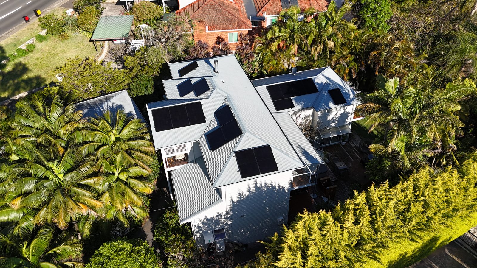 Aerial view of a recent Infinite Electrical & Solar install on Sydney's North Shore