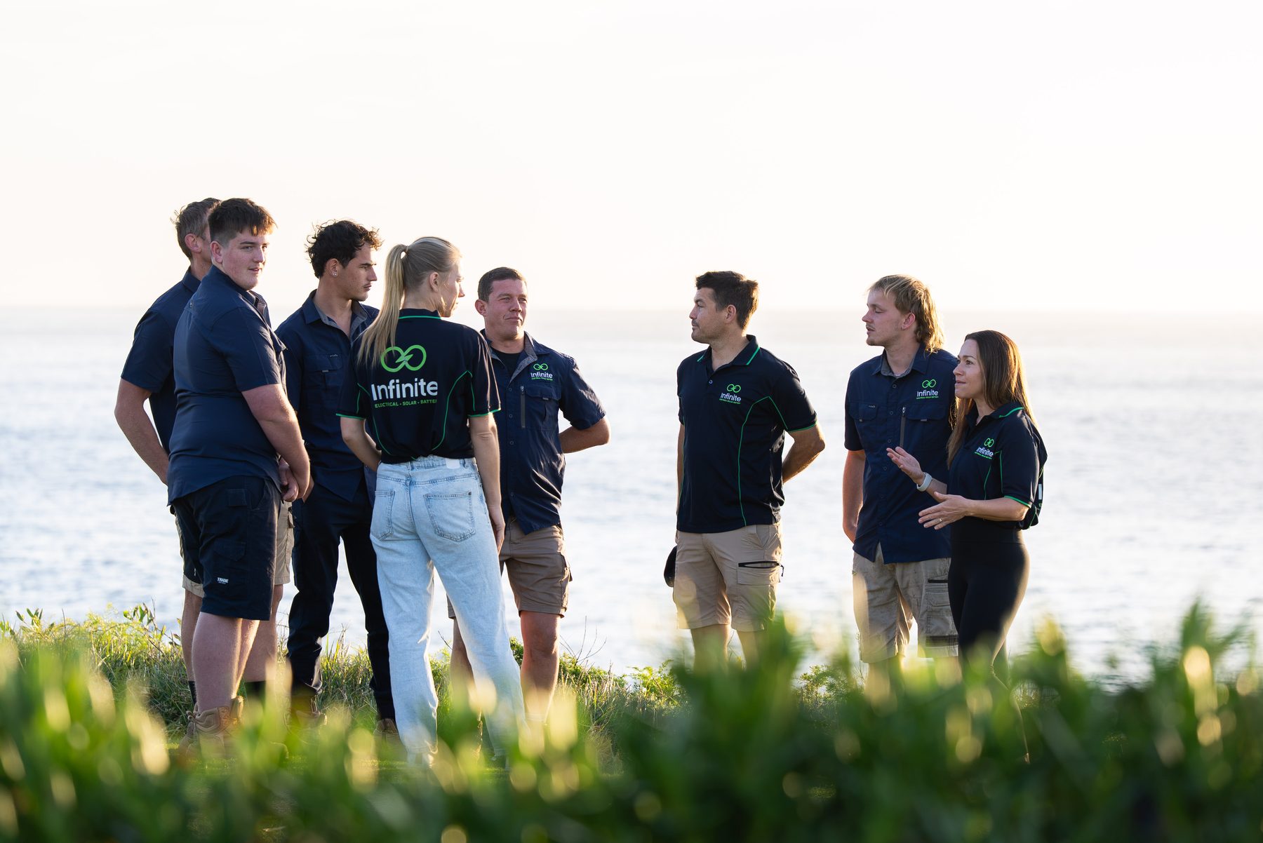 The Infinite Electrical & Solar team catching up at Freshwater Headland